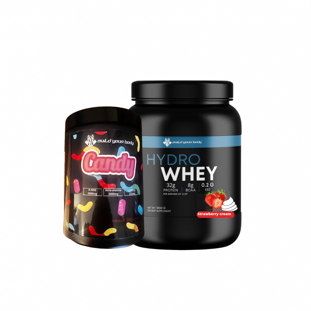 Hydro whey 1kg , pre workout 300 gram combi deal